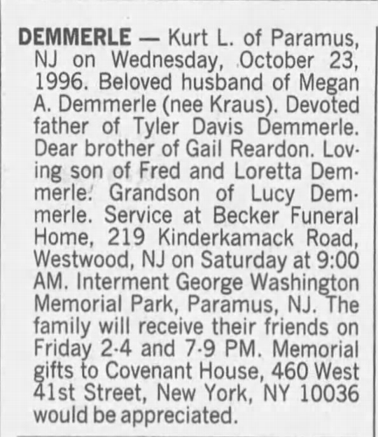 Kurt L Demmerle (Deceased), Paramus, NJ New Jersey